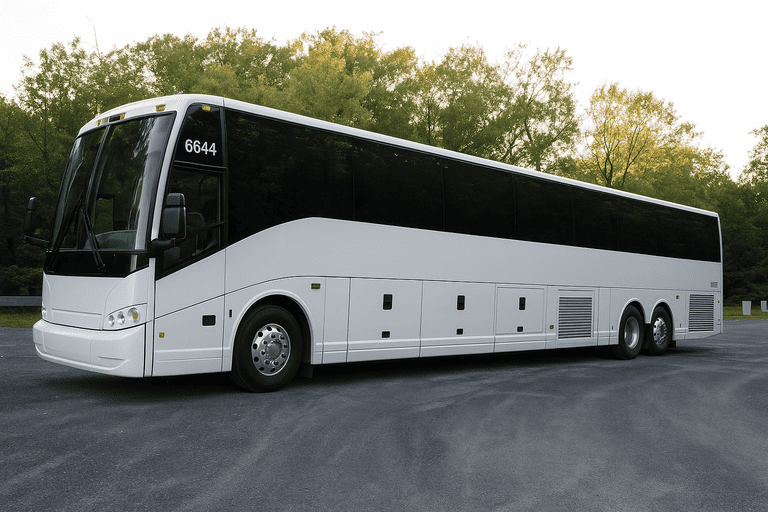 exterior of Charter Bus Rental White Plains coach bus